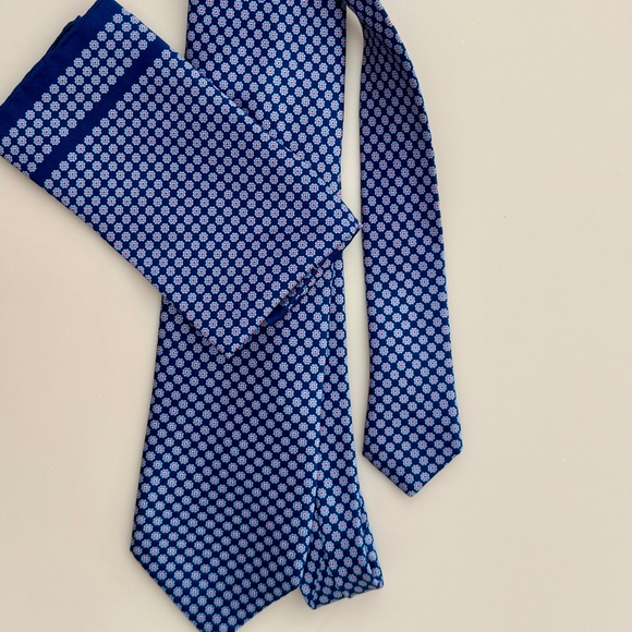 STEFANO RICCI TIE & MATCHING POCKET SQUARE SET ROYAL BLUE - Picture 1 of 5